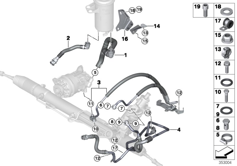 Масляные трубопроводы для BMW F15 X5 35iX N55 (схема запчастей)