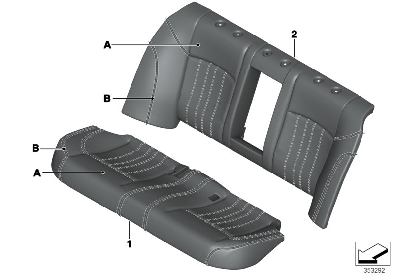 Кожаная обивка Зд сиденья Individual для BMW F10 M5 S63N (схема запчастей)