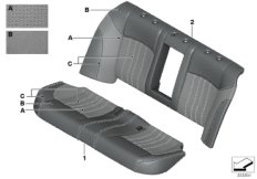 Инд.обивка заднего сиденья, климат-кожа для BMW F10 M5 S63N (схема запасных частей)