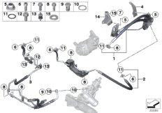Маслопроводы/Adaptive Drive+акт.руль для BMW F15 X5 35iX N55 (схема запасных частей)