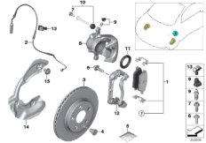 Тормозной механизм переднего колеса для BMW I01N i3s 94Ah Rex XB4 (схема запасных частей)