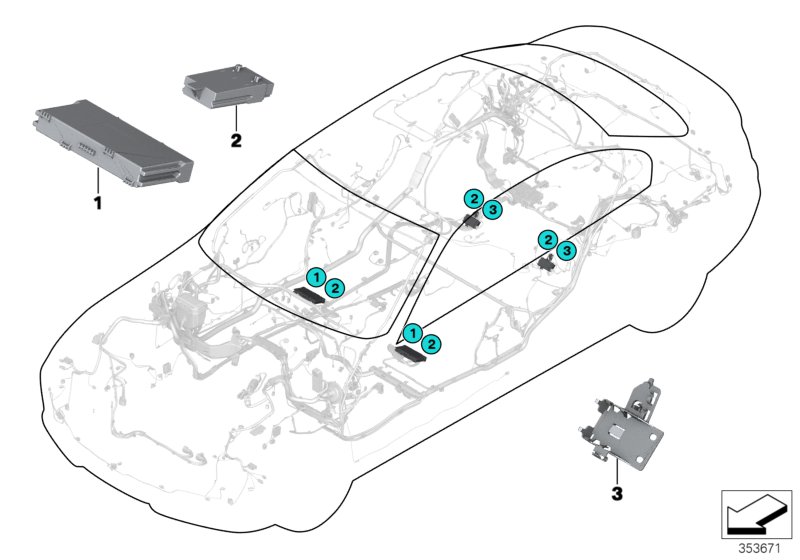 Блок управления модуля сиденья для BMW F30 328i N20 (схема запчастей)