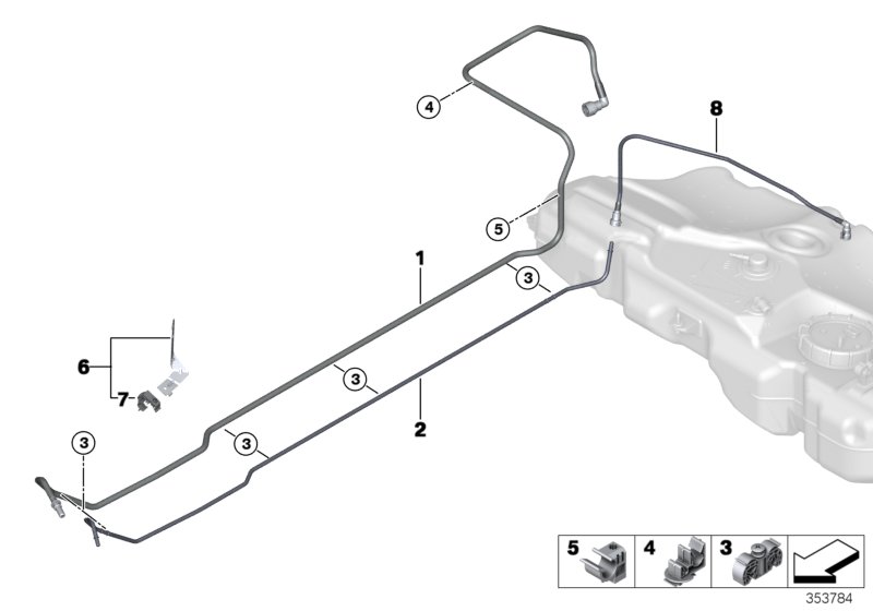 Топливопровод/ элементы крепления для BMW R55N Cooper S N18 (схема запчастей)