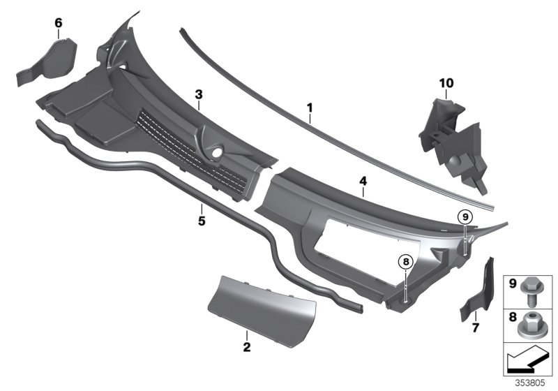 Обшивка обтекателя Наруж для MINI R57N Cooper S N18 (схема запчастей)