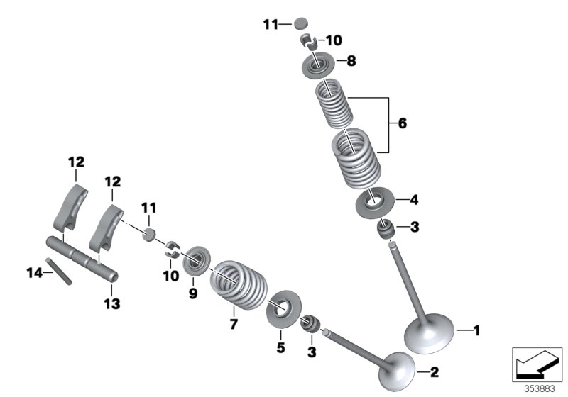 Клапаны с пружинами для BMW K47 S 1000 R 17 (0D52, 0D62) 0 (схема запчастей)