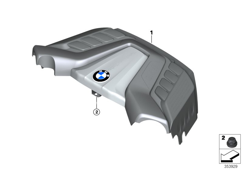 Звукоизоляционный кожух для BMW F15 X5 50iX 4.4 N63N (схема запчастей)