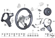 M спортивное рулевое колесо с НПБ,кожа для BMW F26 X4 20iX N20 (схема запасных частей)