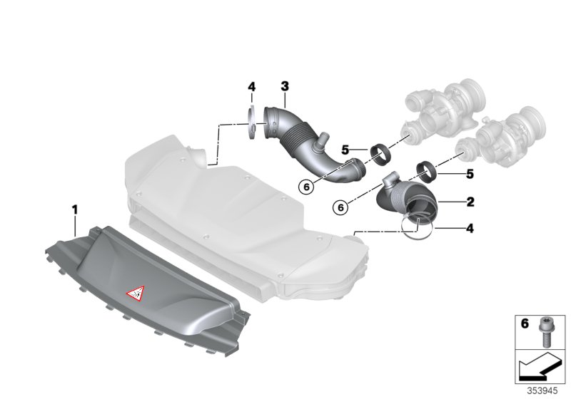 Воздуховод для BMW F15 X5 50iX 4.4 N63N (схема запчастей)