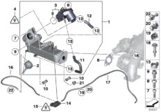 Система нейтрализации ОГ, охлаждение для BMW F36 435dX N57Z (схема запасных частей)