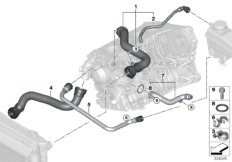 Шланги системы охлаждения для BMW E61N 520d N47 (схема запасных частей)
