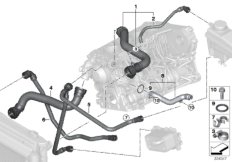 Шланги системы охлаждения для BMW E61N 520d N47 (схема запасных частей)
