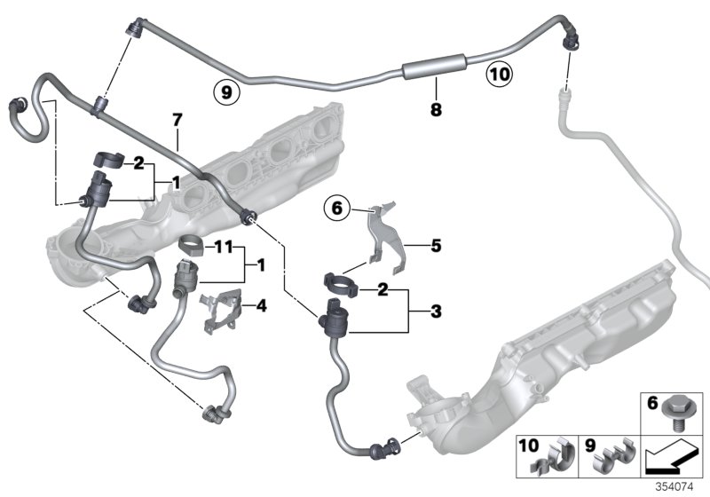 Клапан вентиляции топливного бака для BMW F06N 650iX 4.0 N63N (схема запчастей)