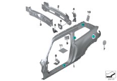 Крыло/облицовка задней части для BMW R61 Cooper D 1.6 N47N (схема запасных частей)