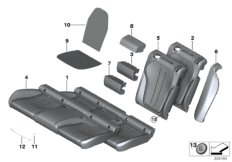 Мягкая часть и обивка заднего сиденья для BMW F86 X6 M S63R (схема запасных частей)