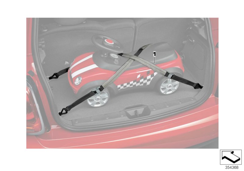 Ремни для багажника для MINI F55 Cooper B38 (схема запчастей)