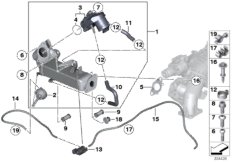 Система нейтрализации ОГ, охлаждение для BMW F16 X6 30dX N57N (схема запасных частей)
