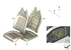 Набивка и обивка передн.сиденья для BMW I01N i3 94Ah Rex XB4 (схема запасных частей)