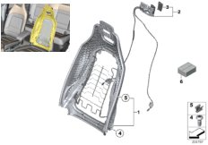 Каркас спинки переднего сиденья для BMW I01N i3s 120Ah Rex XB4 (схема запасных частей)