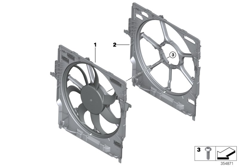 Кожух вентилятора-дополнительн.элементы для BMW F15 X5 25d B47 (схема запчастей)