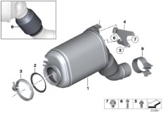 Катализатор/сажевый фильтр для BMW F11N 530d N57N (схема запасных частей)