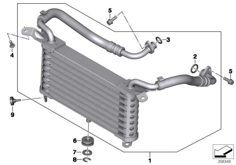 Масляный радиатор для BMW K46 S 1000 RR 15 (0D10,0D21) 0 (схема запчастей)