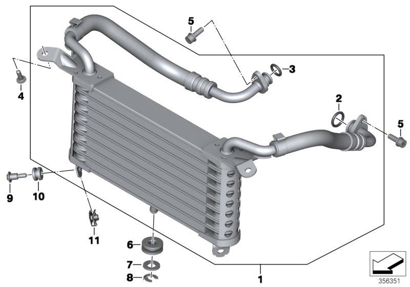 Масляный радиатор для BMW K47 S 1000 R (0D02, 0D12) 0 (схема запчастей)