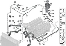 Шланги охлаждающей жидкости для BMW E61N M5 S85 (схема запасных частей)