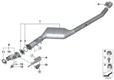 Катализатор/передний доп.глушитель для BMW F15 X5 25d B47 (схема запасных частей)