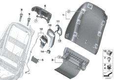 Накладки спинки переднего сиденья для BMW RR6 Dawn N74R (схема запасных частей)