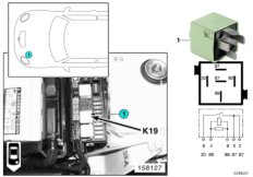 Реле компрессора кондиционера K19 для MINI R52 One W10 (схема запасных частей)