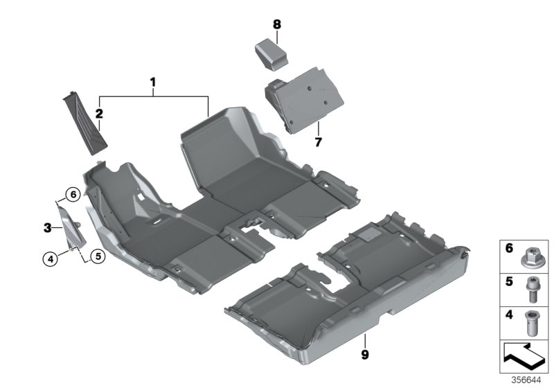 облицовка днища для BMW I01 i3 60Ah IB1 (схема запчастей)