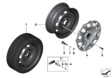 Стальной колесный диск MINI - 15'' для BMW F57 Cooper B38 (схема запасных частей)