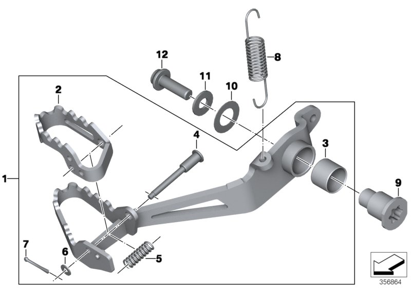 Педаль тормоза, регулируемая для MOTO K51 R 1200 GS Adve. (0A02, 0A12) 0 (схема запчастей)