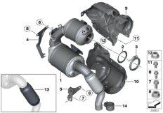 Катализатор/сажевый фильтр для BMW R60 Cooper D ALL4 1.6 N47N (схема запасных частей)