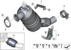 Катализатор/сажевый фильтр для BMW E92 320xd N47 (схема запасных частей)