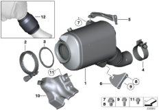 Катализатор/сажевый фильтр для BMW E83N X3 3.0d M57N2 (схема запасных частей)