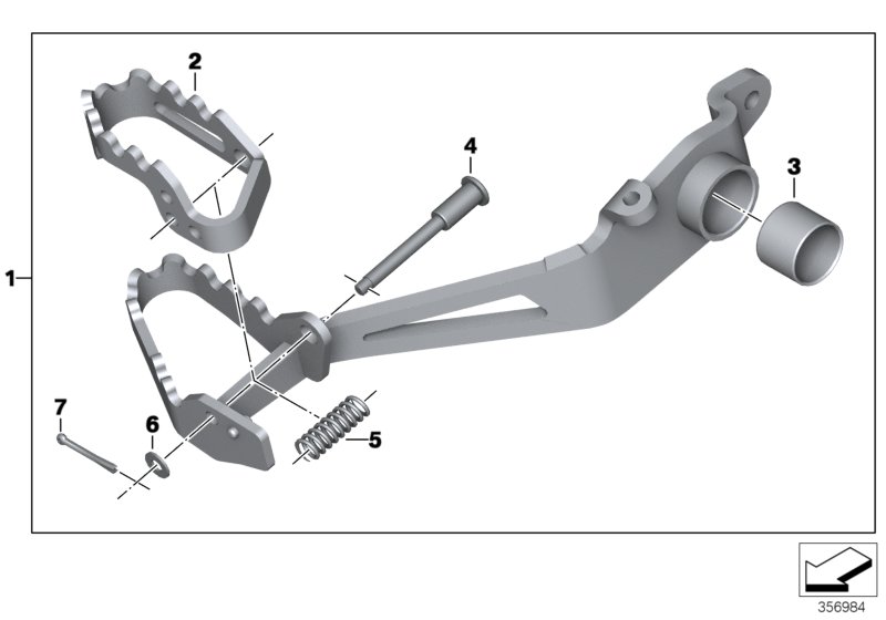 Педаль тормоза, регулируемая для BMW K50 R 1250 GS 19 (0J91, 0J93) 0 (схема запчастей)