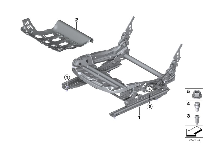 Каркас подушки переднего сиденья для BMW I12N i8 B38X (схема запчастей)