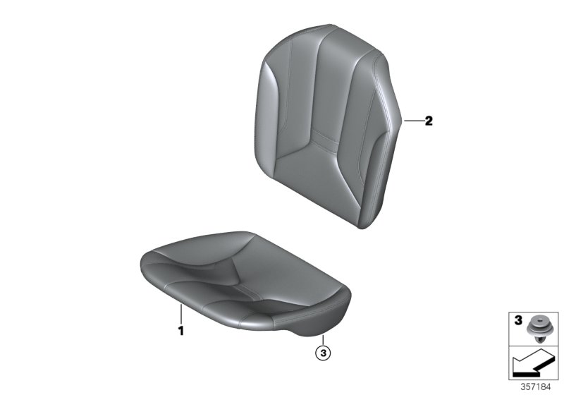 Мягкая часть и обивка заднего сиденья для BMW I12N i8 B38X (схема запчастей)