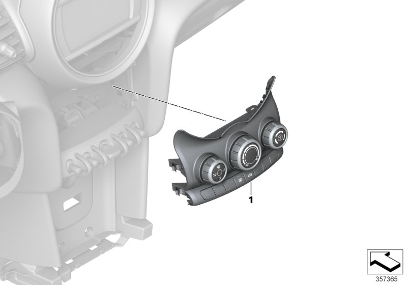 Панель управления отопителя для BMW F56 Cooper B38C (схема запчастей)