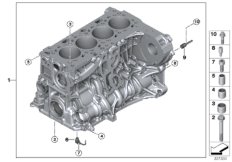 Блок-картер двигателя для BMW F15 X5 25dX N47S1 (схема запасных частей)