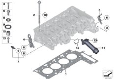Головка блока цилиндров-доп.элементы для BMW F15 X5 25d N47S1 (схема запасных частей)