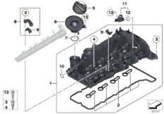 Крышка головки блока цилиндров для BMW F15 X5 25dX N47S1 (схема запасных частей)