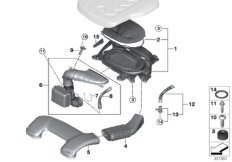 Глушитель шума всас./смен.элем.фил./HFM для BMW F15 X5 25dX N47S1 (схема запасных частей)
