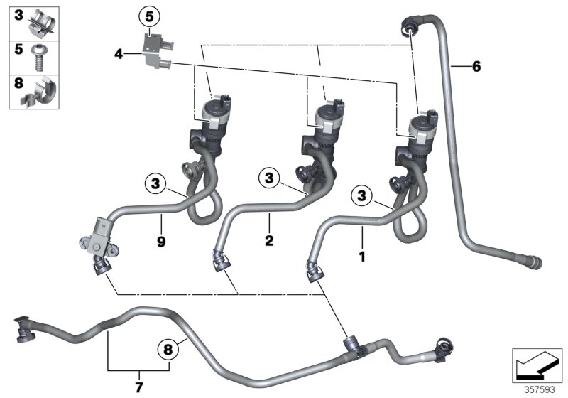 Клапан вентиляции топливного бака для BMW F21 125i N20 (схема запчастей)