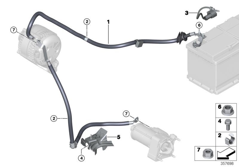 Провод батареи/провод стартера для BMW F54 Cooper S ALL4 B48 (схема запчастей)