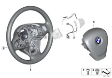 Рулевое колесо с НПБ, кожа для BMW F15 X5 25dX N47S1 (схема запасных частей)