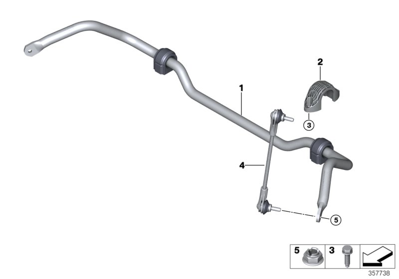 Стабилизатор Пд для BMW F56 Cooper S B46 (схема запчастей)