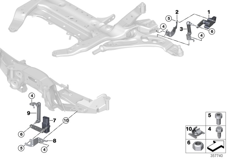Датчик регулировки угла наклона фар для BMW F39 X2 20iX B48C (схема запчастей)