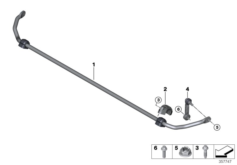 стабилизатор задний для BMW F54 Cooper B38 (схема запчастей)